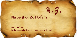 Matejko Zoltán névjegykártya